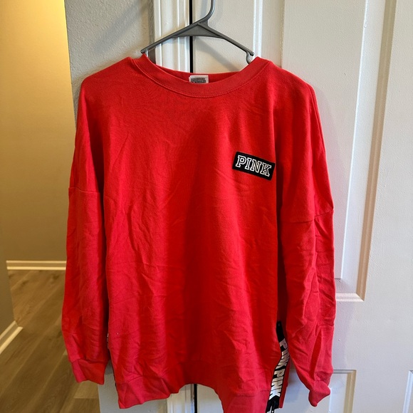 PINK Victoria's Secret Sweaters - PINK Victoria's Secret Bold Red Crewneck Sweater
